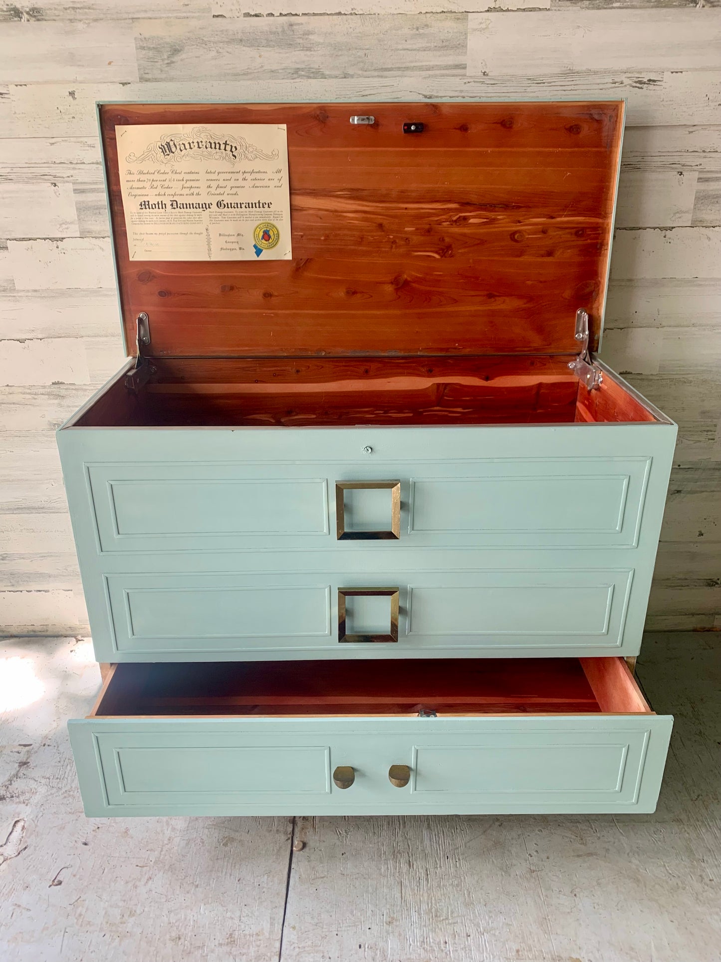 Vintage Cedar Wood Trunk Dresser Console