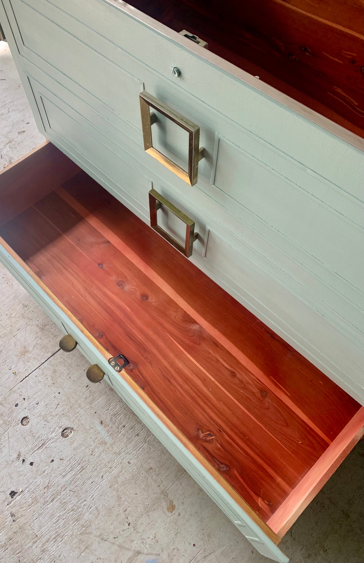Vintage Cedar Wood Trunk Dresser Console