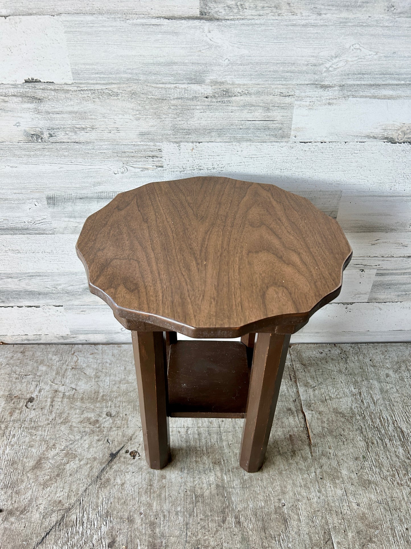 Vintage Wood Scalloped Side Table
