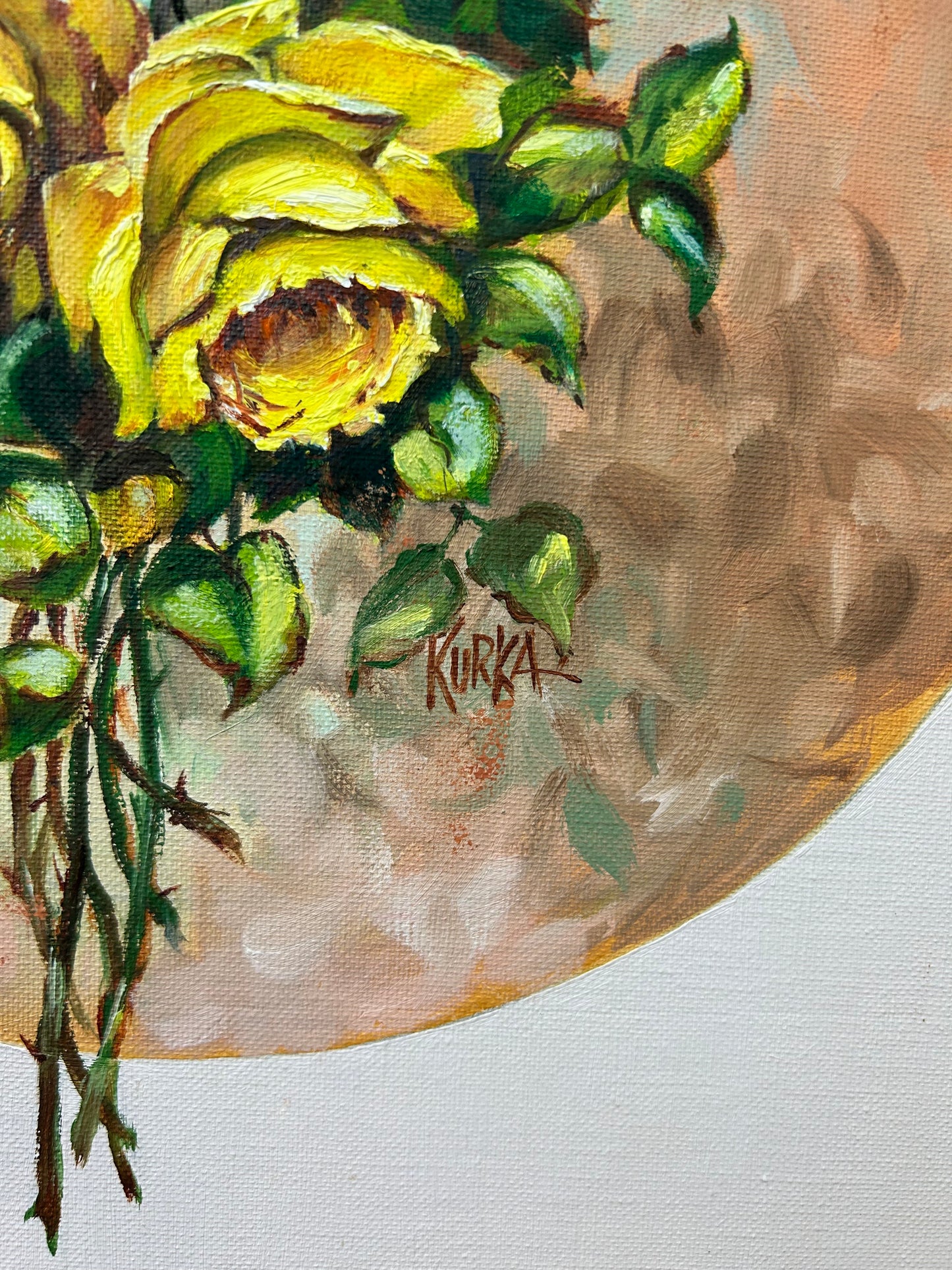 Vintage Framed Yellow Floral Artwork