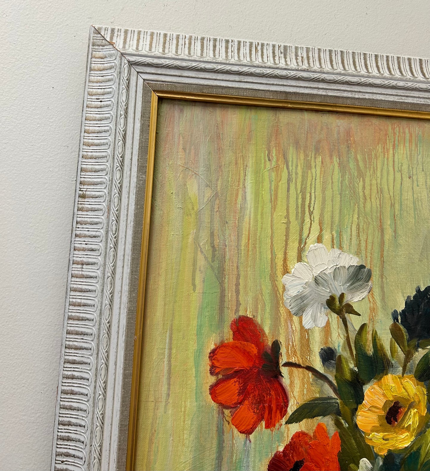 Vintage Large Hand Painted Floral Artwork