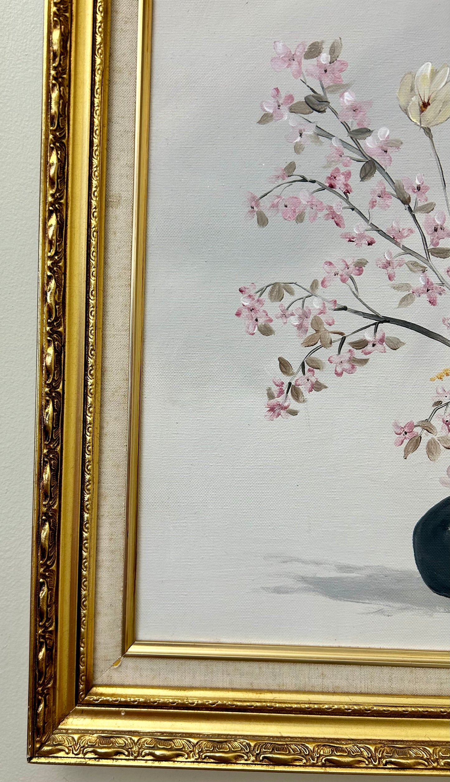 Vintage Framed Hand Painted Floral Artwork