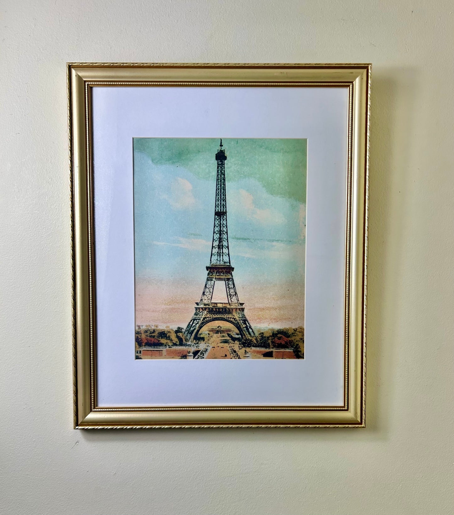 Vintage Framed Eiffel Tower Artwork