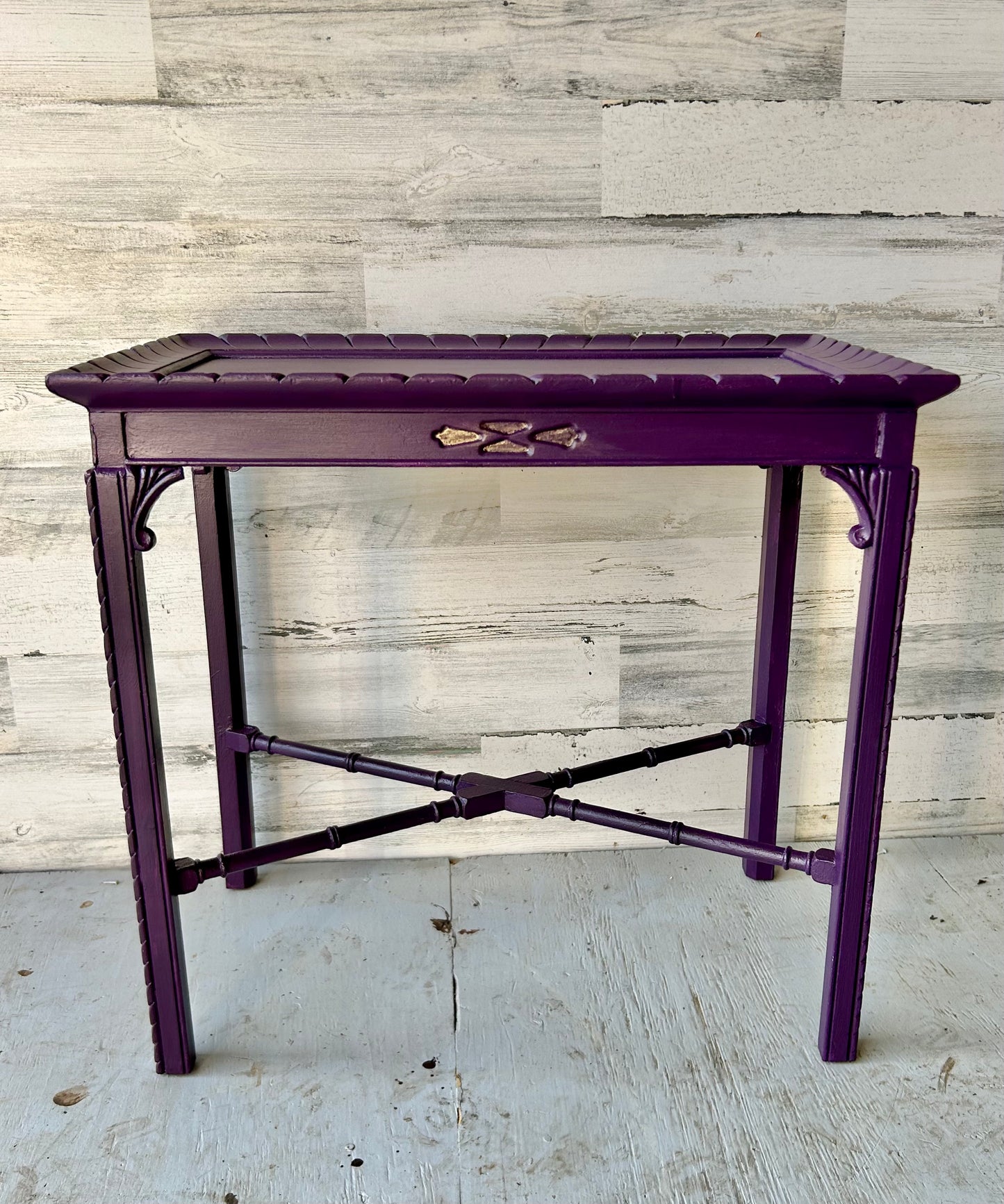 Vintage Wood Carved Side Table