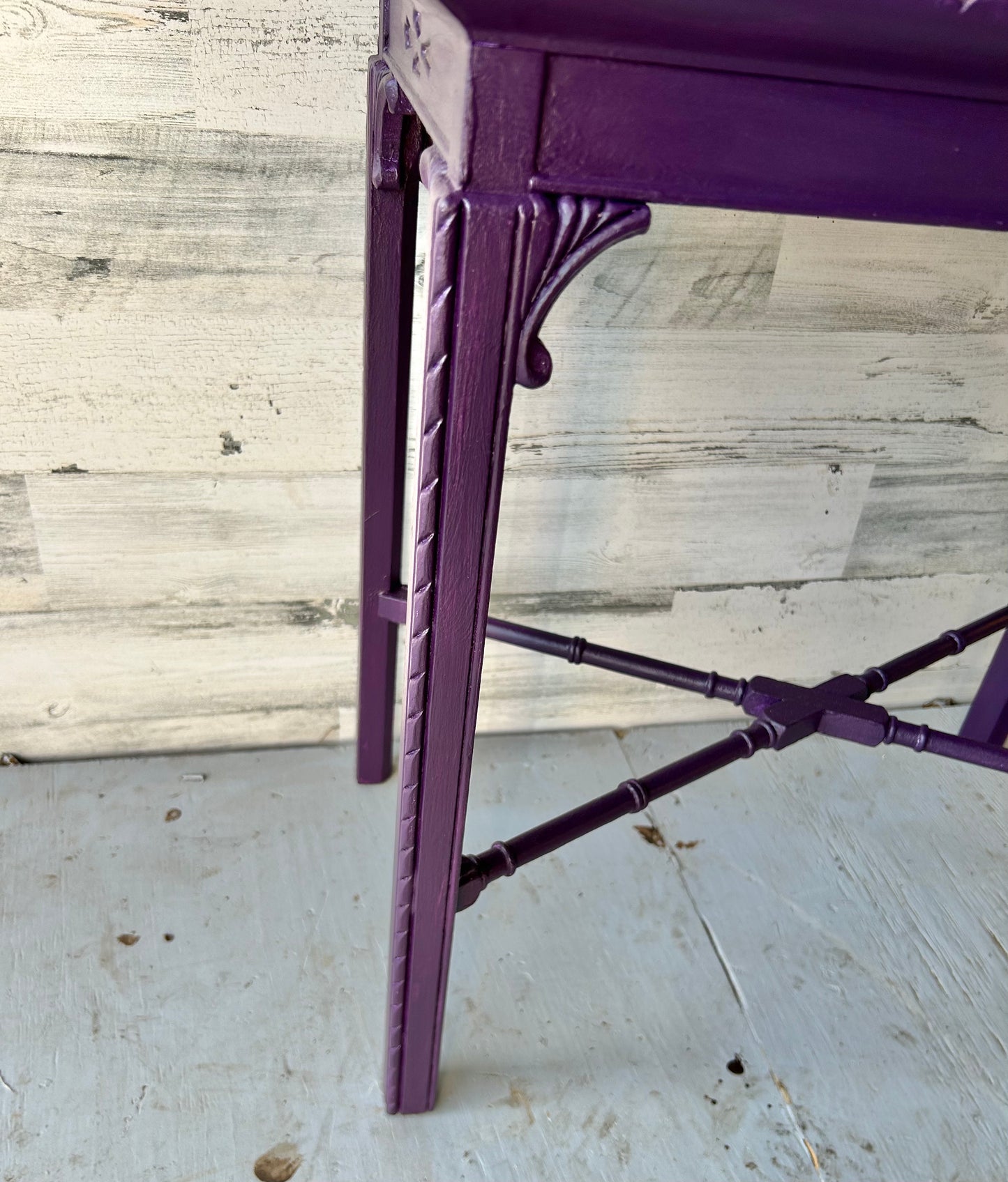 Vintage Wood Carved Side Table