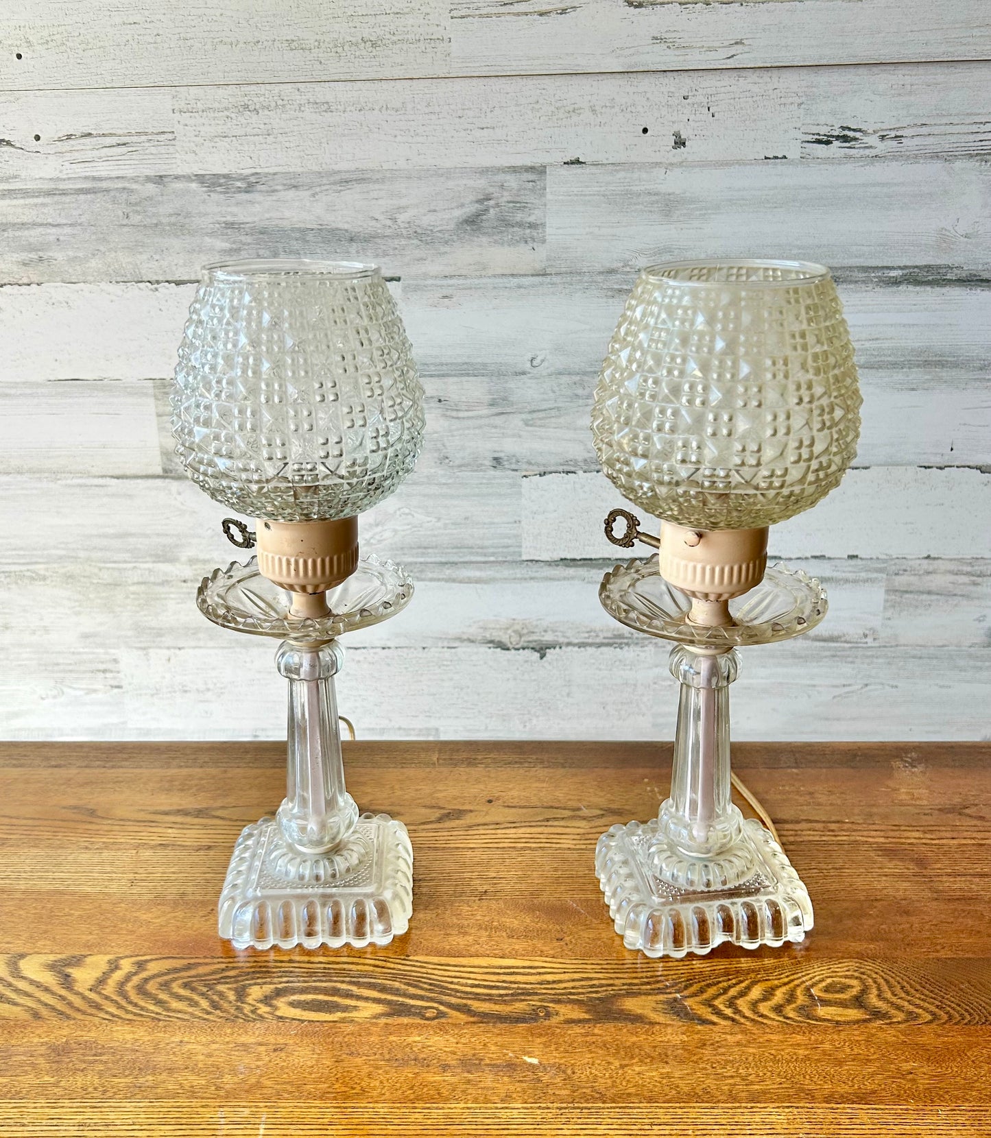 Vintage Glass Table Lamp Set