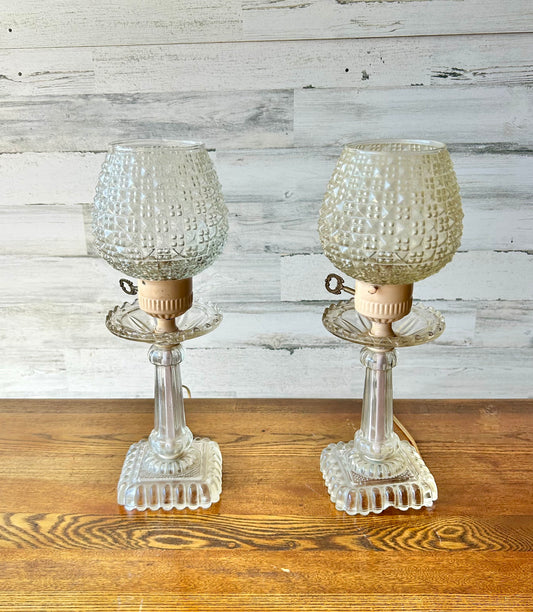 Vintage Glass Table Lamp Set