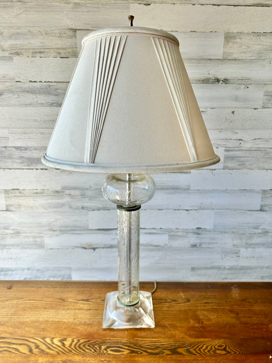 Vintage Etched Glass Table Lamp