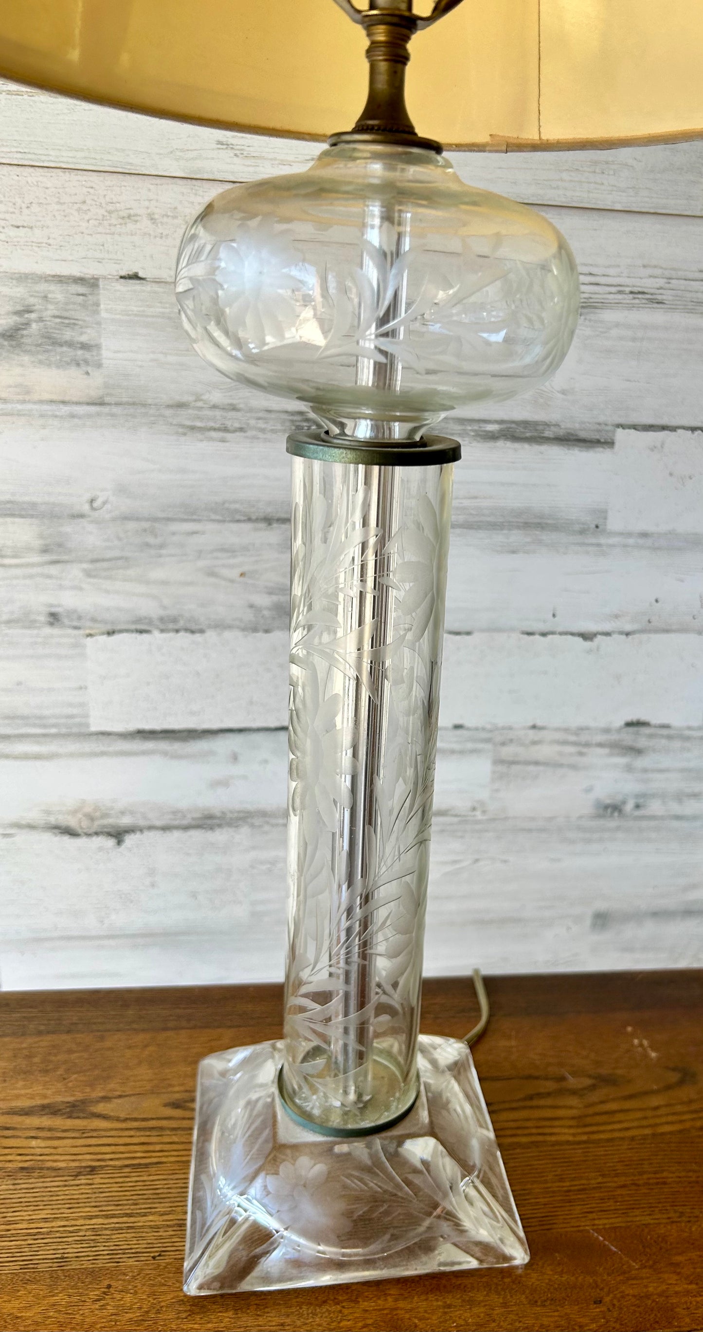 Vintage Etched Glass Table Lamp