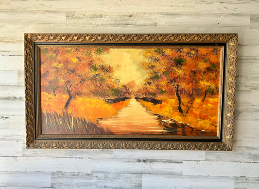 Vintage Mid Century Modern Landscape Oil Painting Artwork