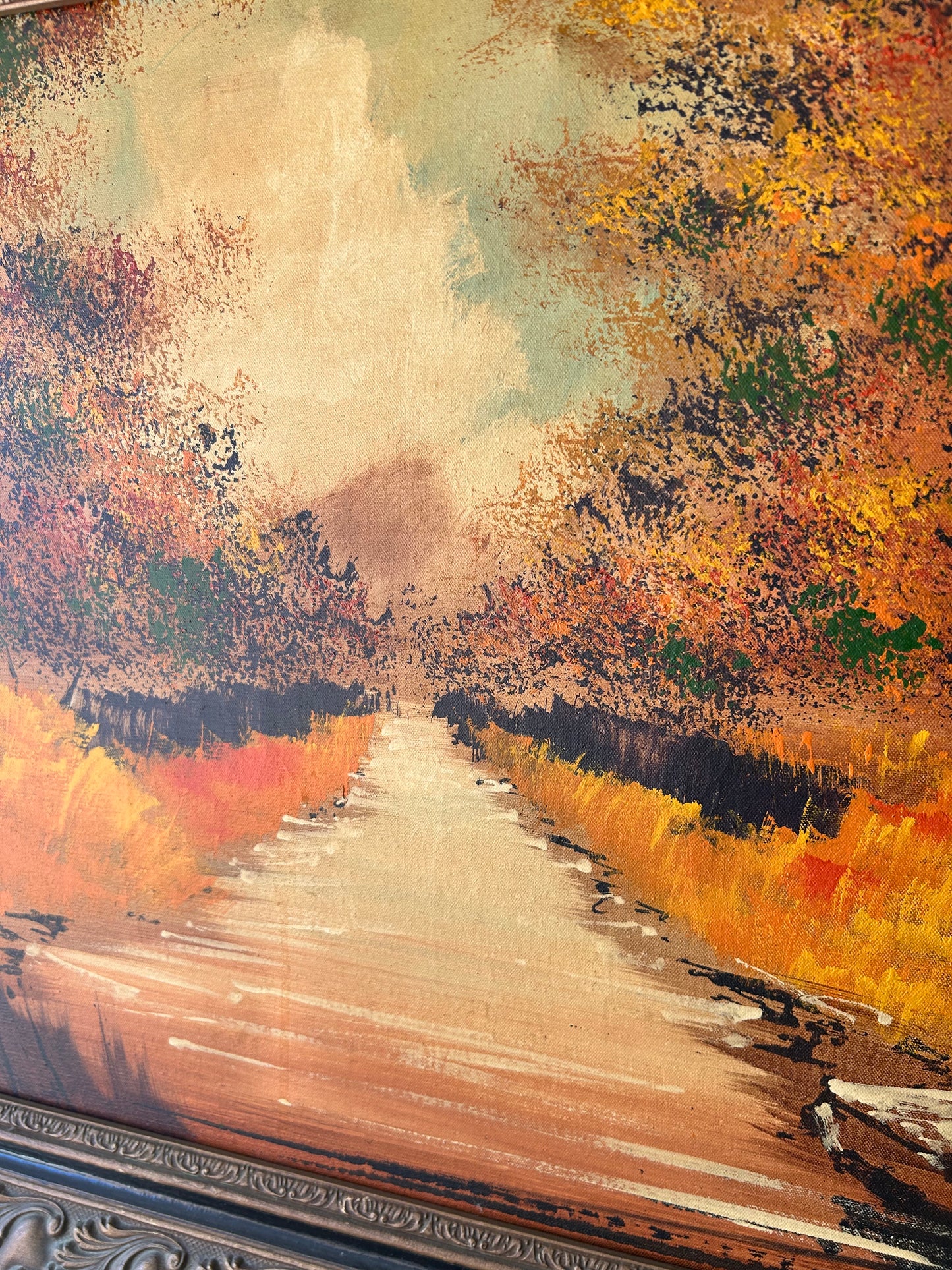 Vintage Mid Century Modern Landscape Oil Painting Artwork