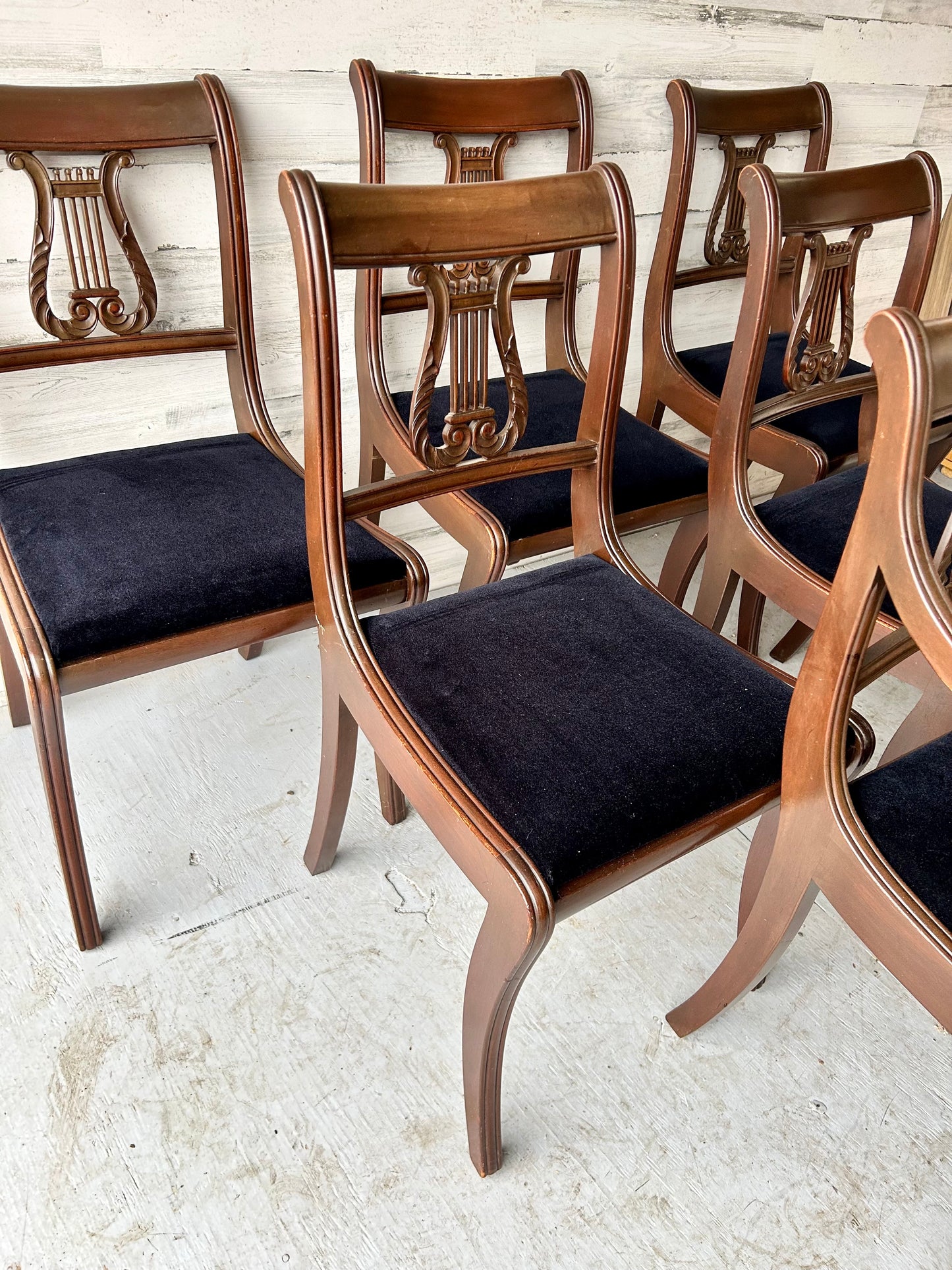 Duncan Phyfe Lyre Back Dining Chairs (6)
