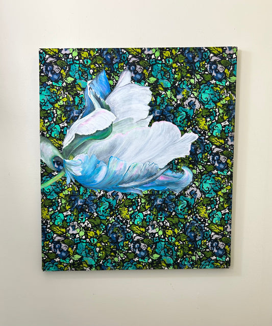 Vintage Fabric Hand Painted Artwork