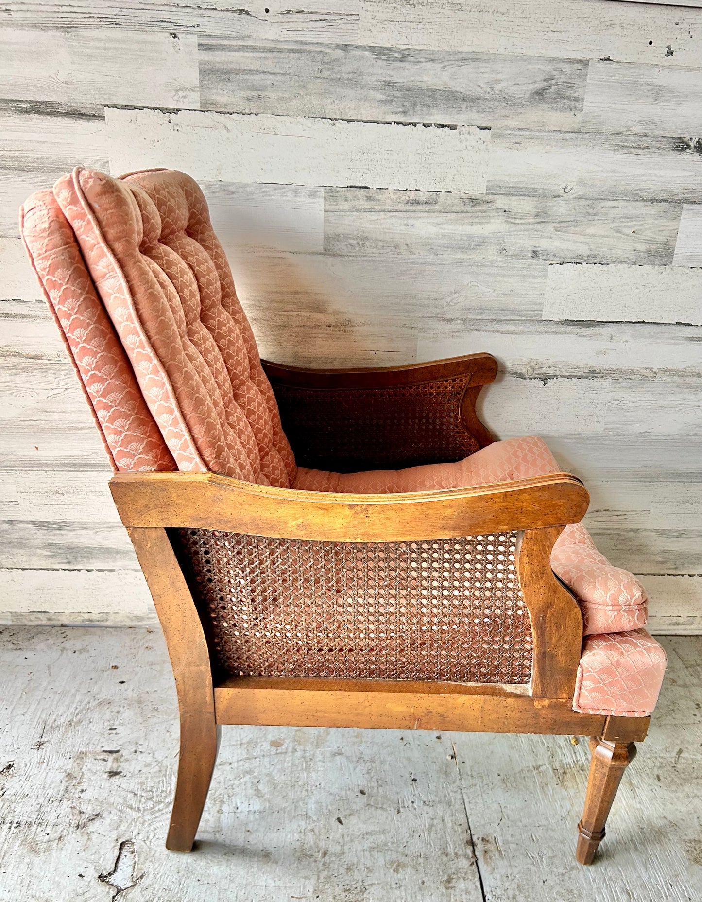 Vintage Pink Rattan Arm Chair