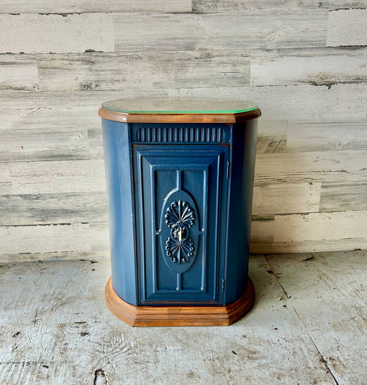 Navy Blue MCM Side Table Cabinet