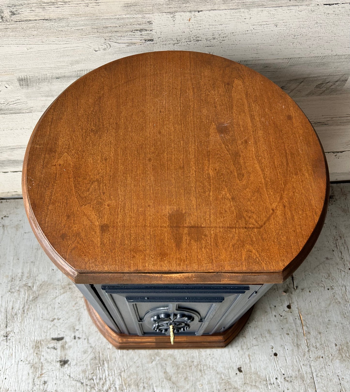 Navy Blue MCM Side Table Cabinet