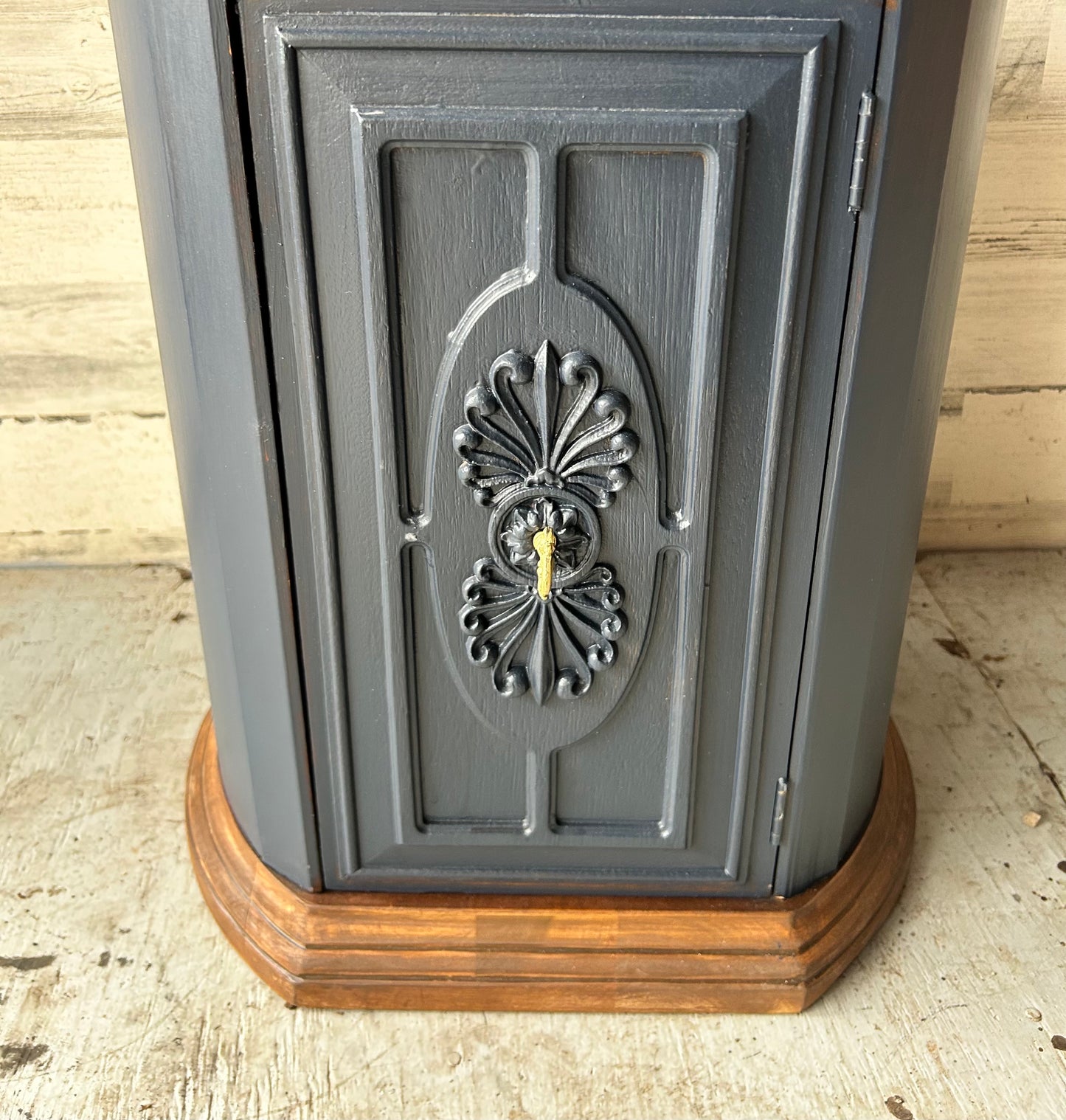 Navy Blue MCM Side Table Cabinet