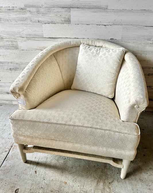 Vintage MCM White Barrel Chair