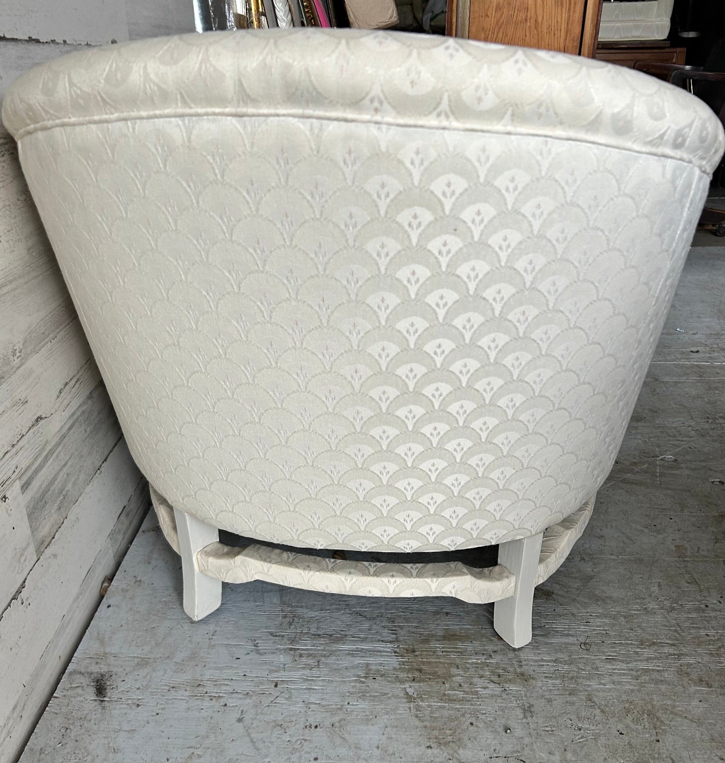 Vintage MCM White Barrel Chair
