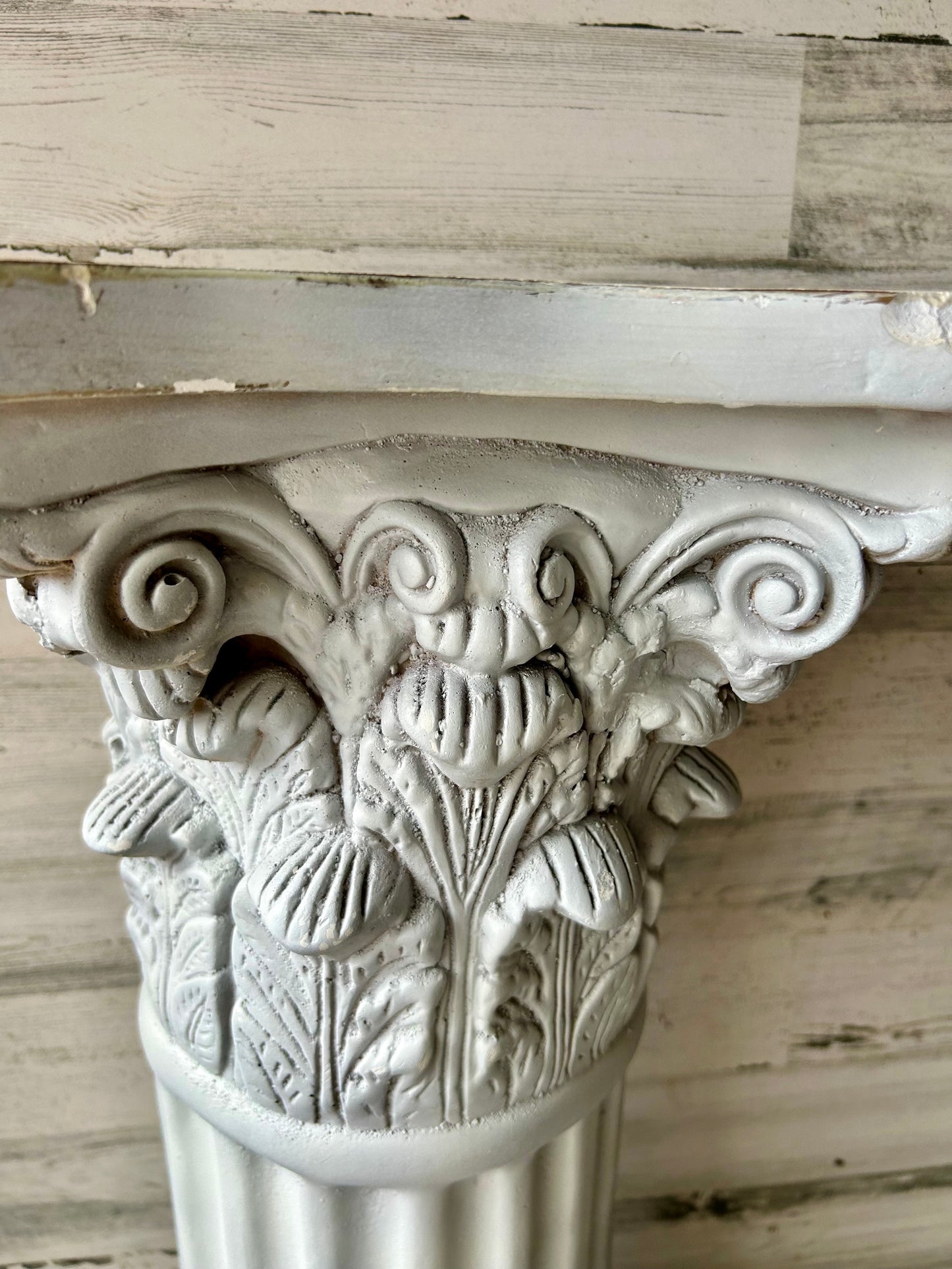 Vintage White Plaster Column Pedestal