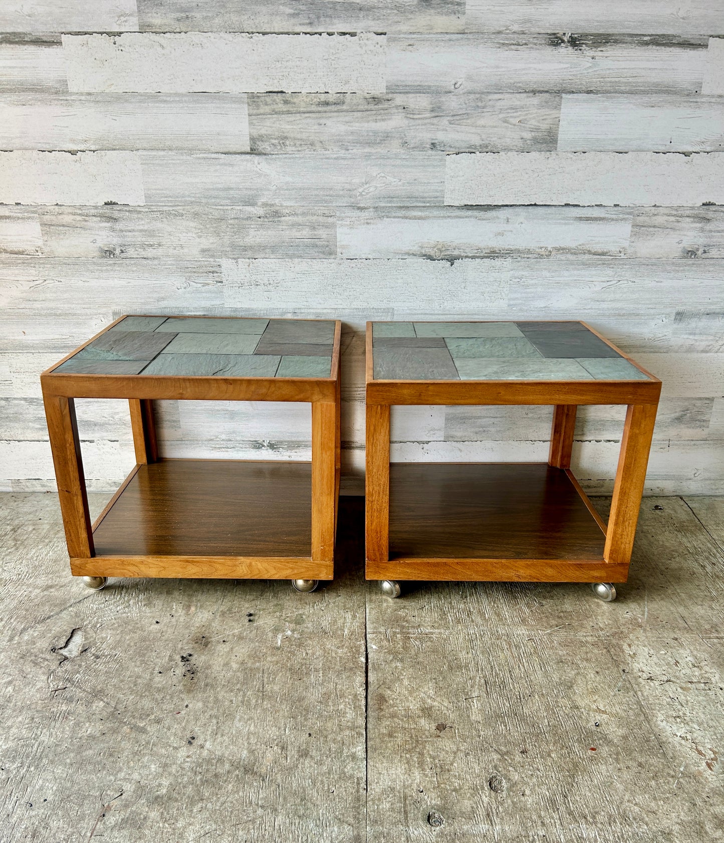 Vintage Slate Side Tables/Coffee Table