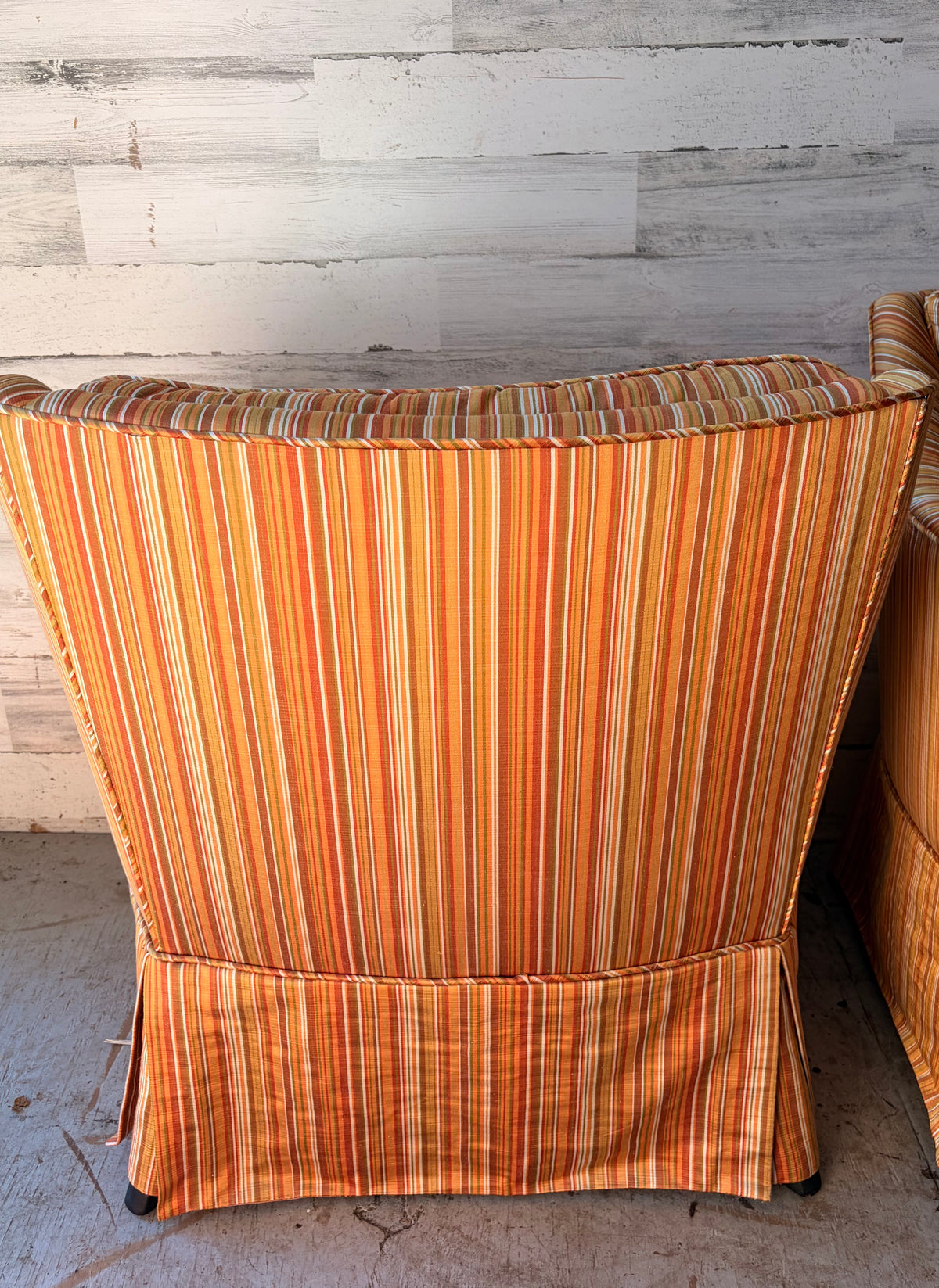 Vintage Mid Century Modern Stripe Arm Chairs