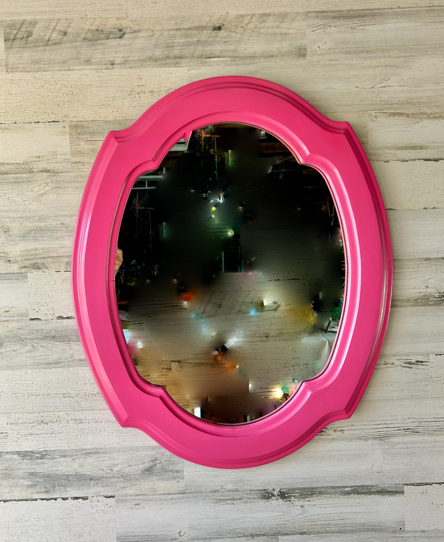 Vintage Pink Wood Mirror