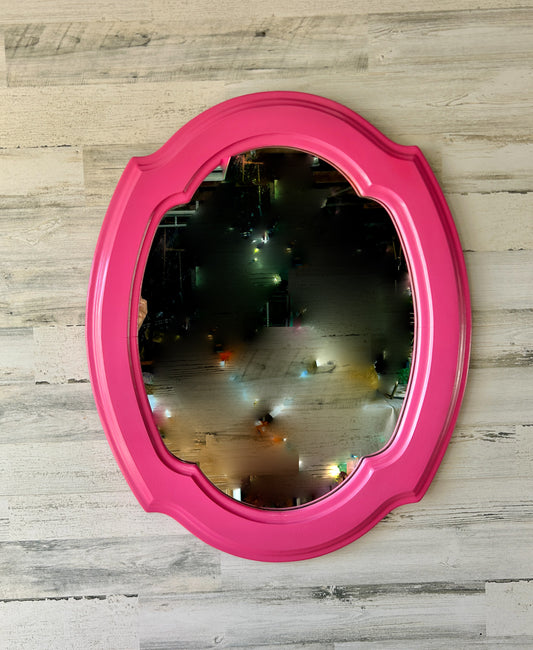 Vintage Pink Wood Mirror