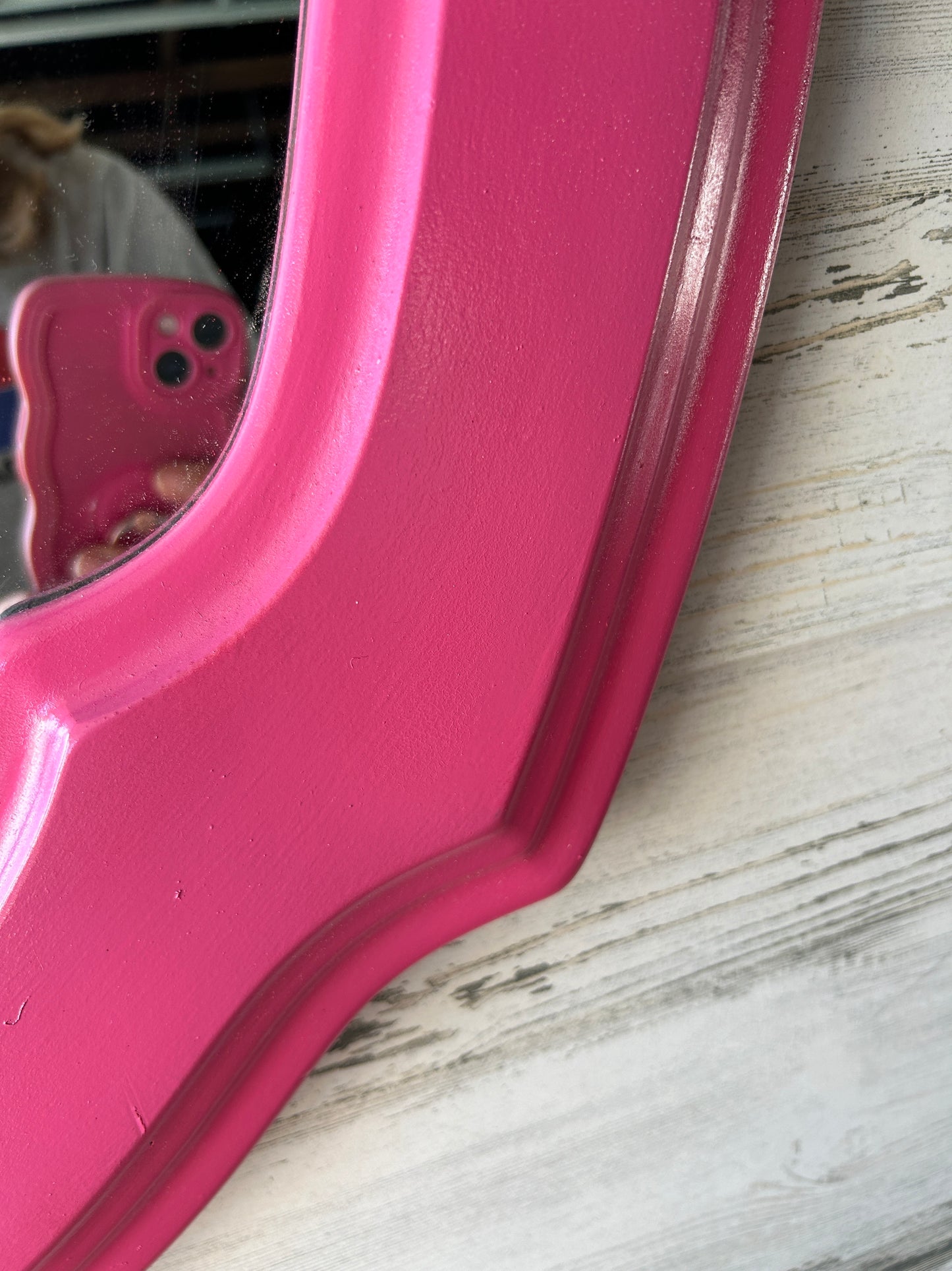 Vintage Pink Wood Mirror