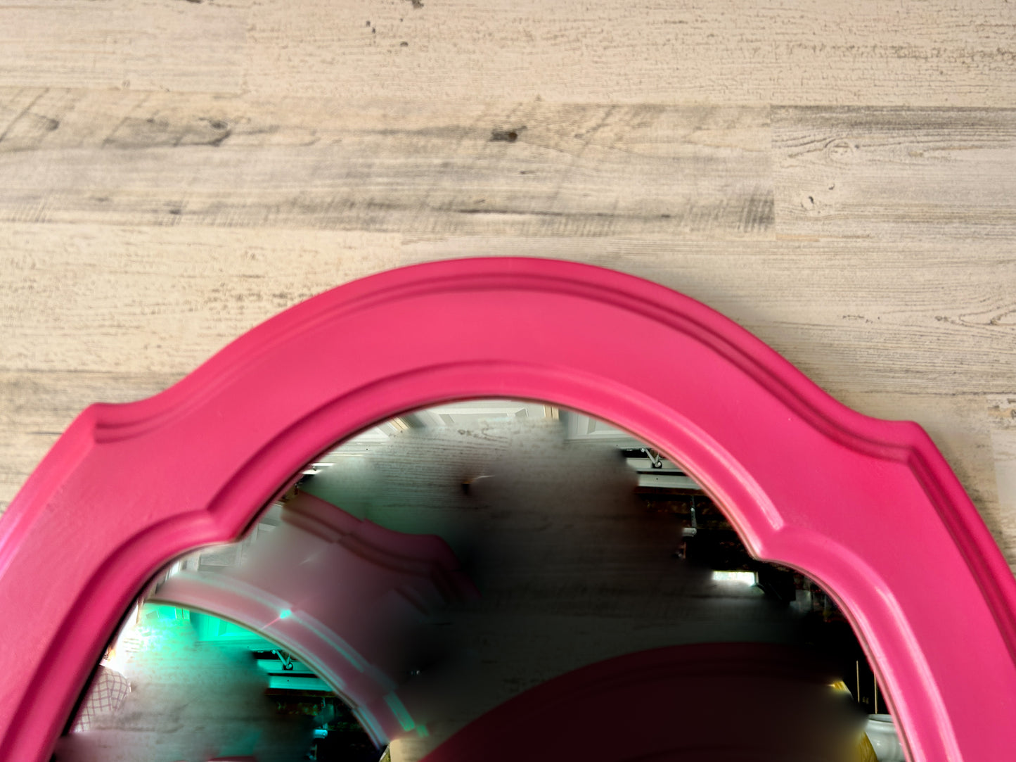 Vintage Pink Wood Mirror