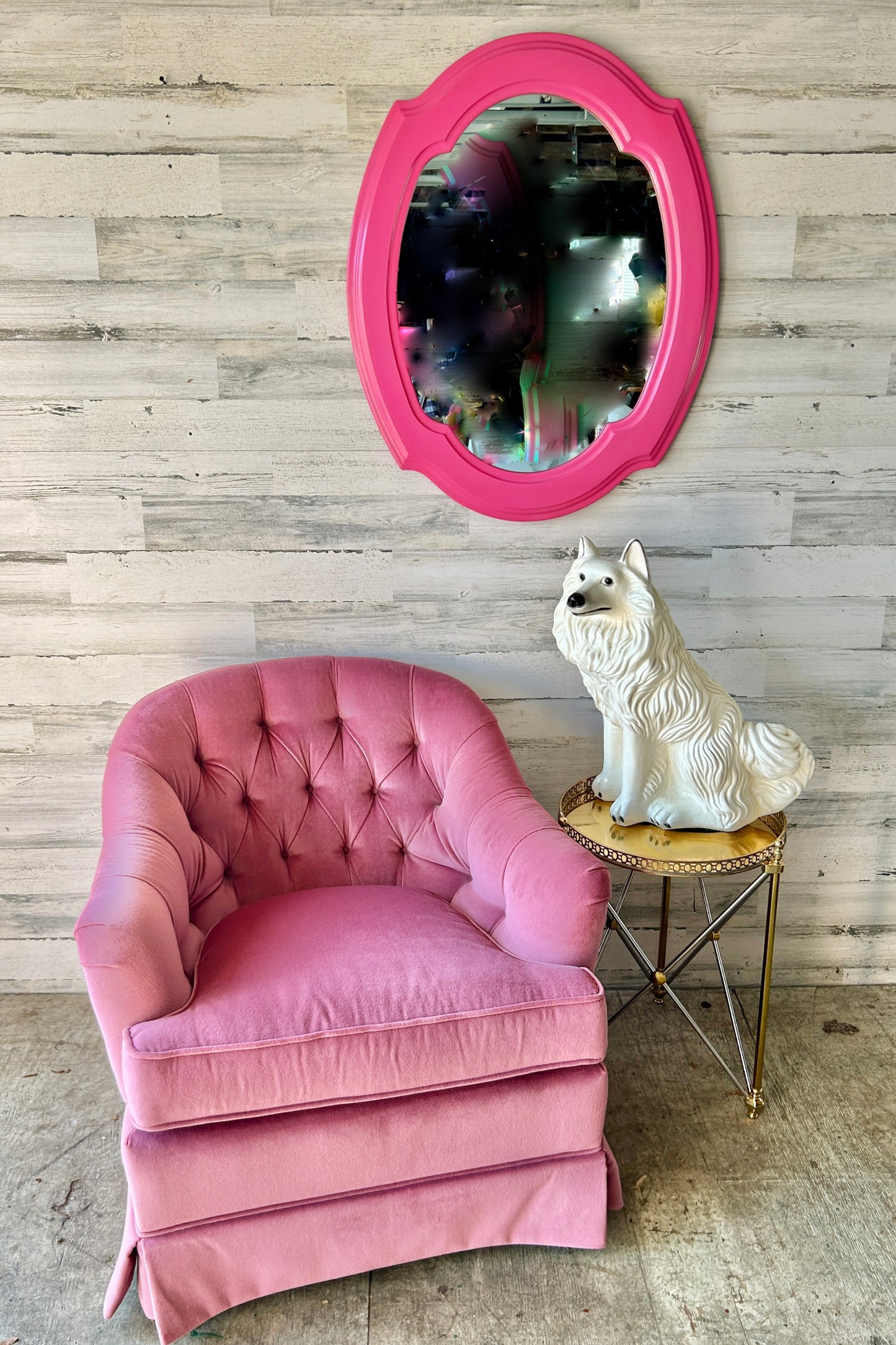 Vintage Pink Wood Mirror