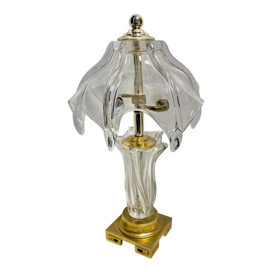 Hand Blown Glass and Brass Table Lamp