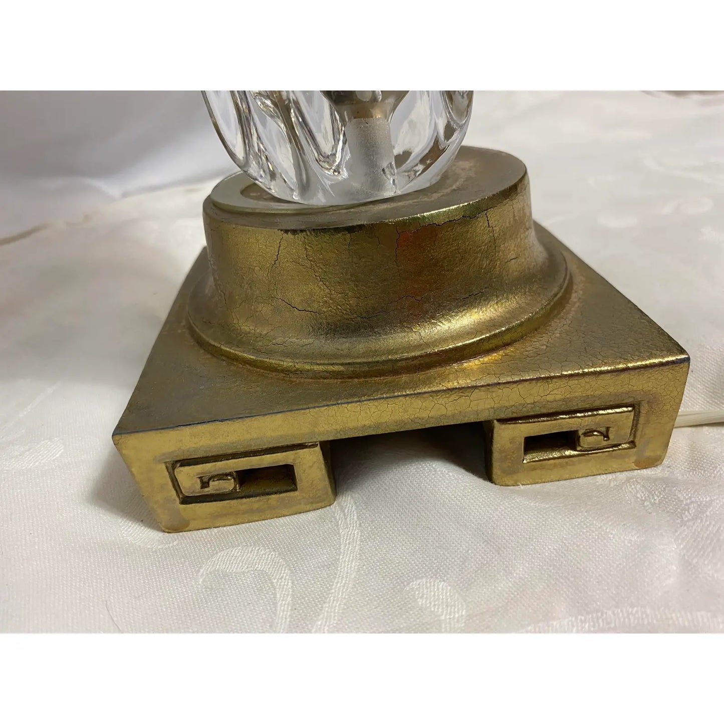 Hand Blown Glass and Brass Table Lamp