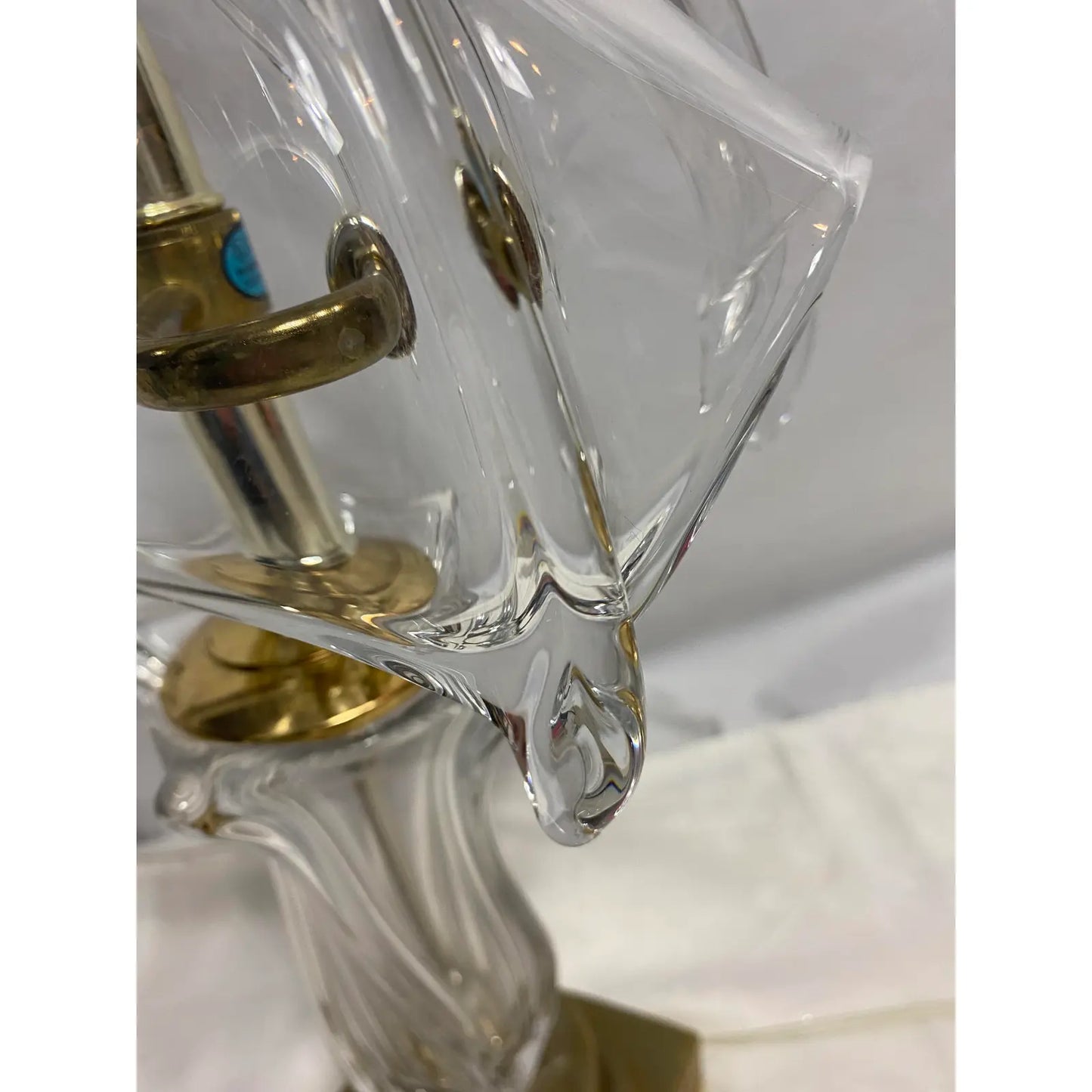 Hand Blown Glass and Brass Table Lamp