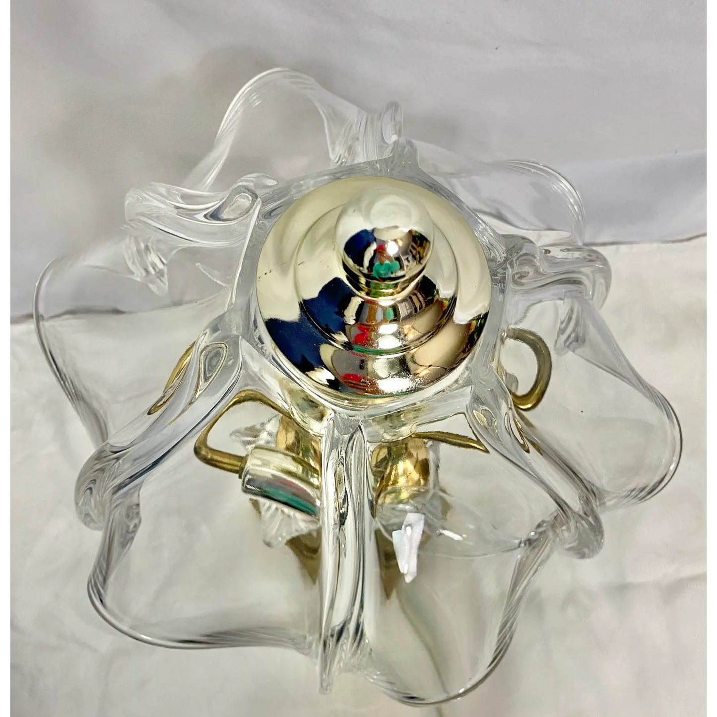 Hand Blown Glass and Brass Table Lamp