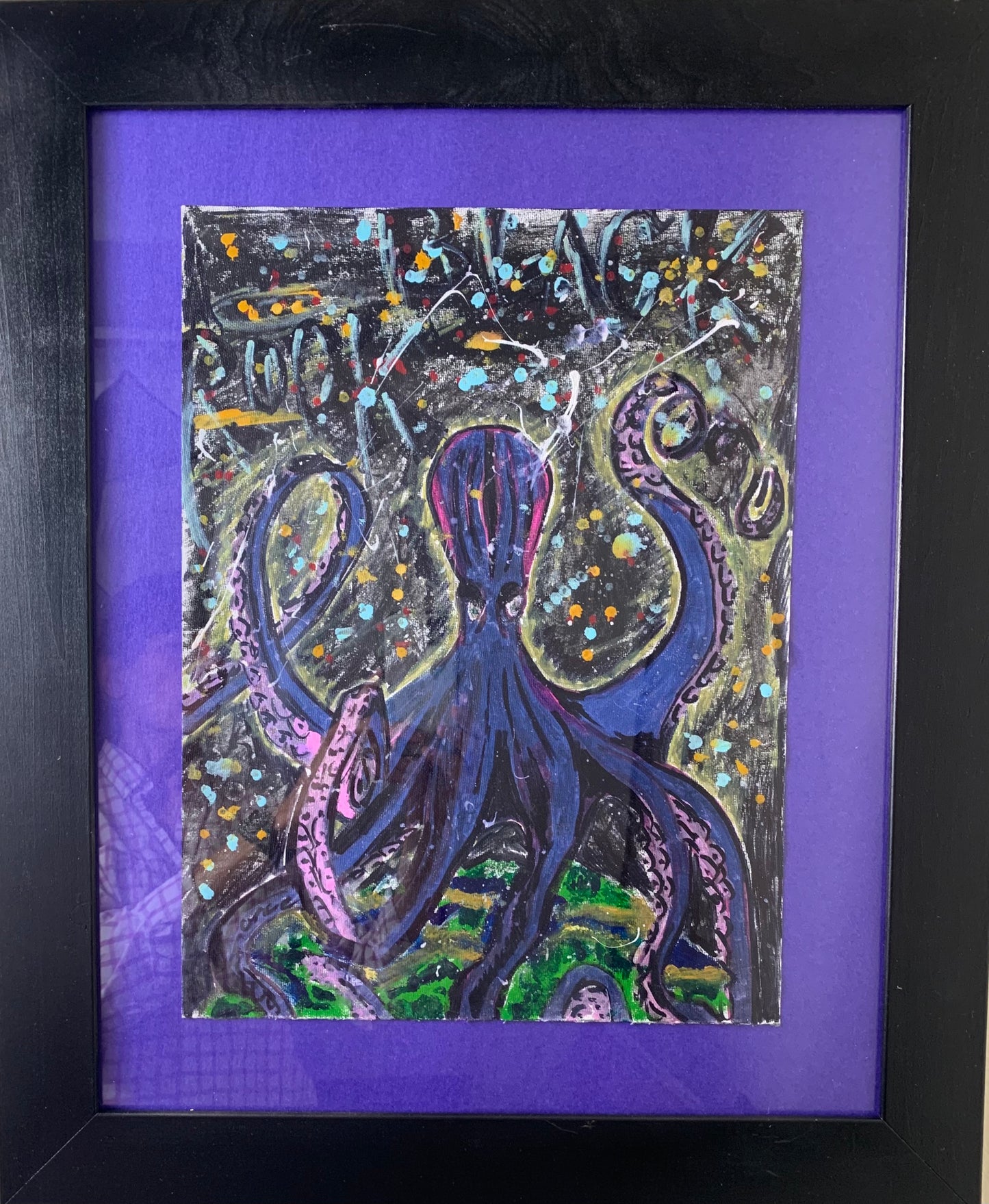 Hand Painted Octopus Graffiti Artwork on Canvas
