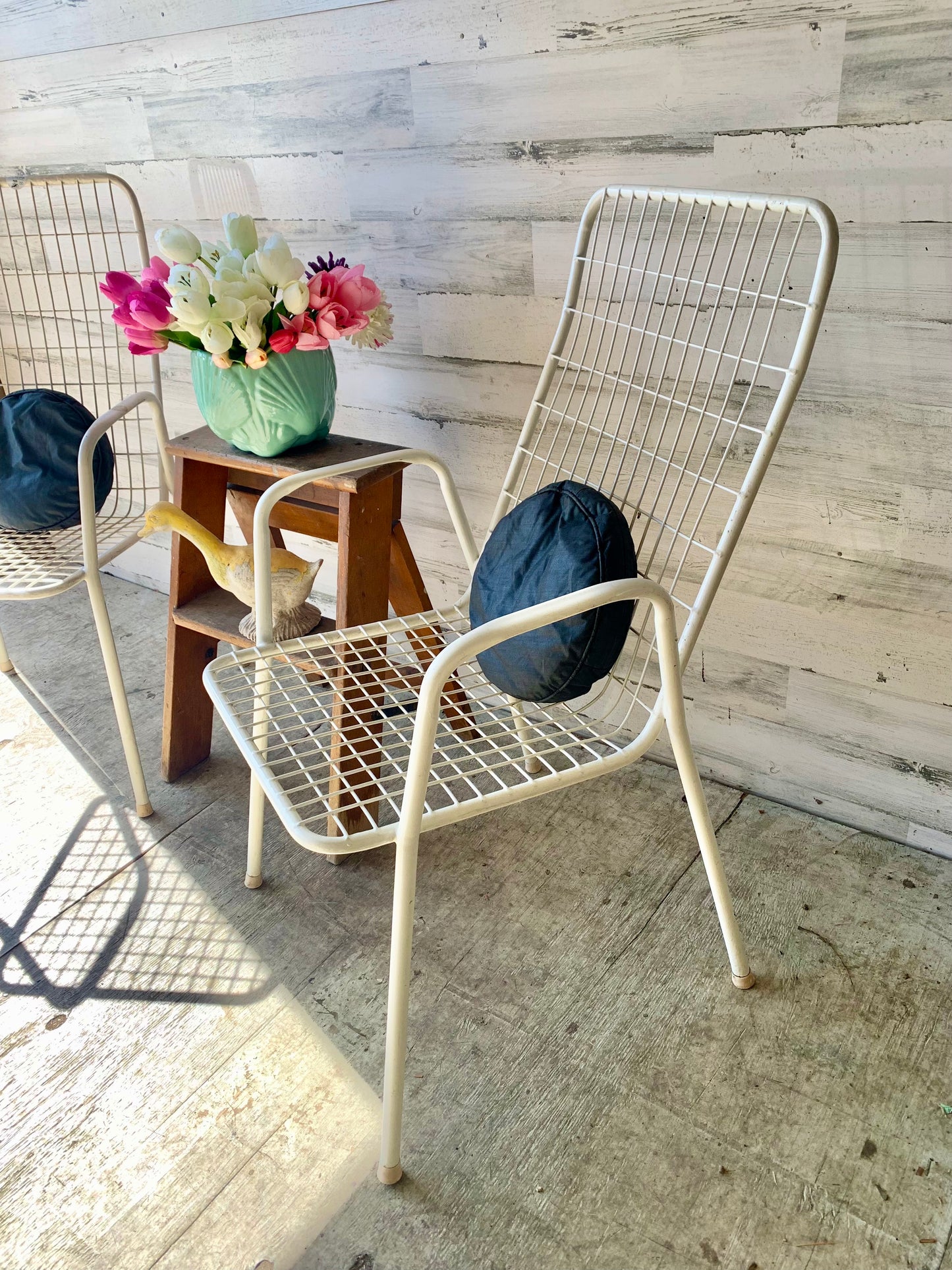 Vintage White Emu Style Italian Garden Outdoor Metal Chairs