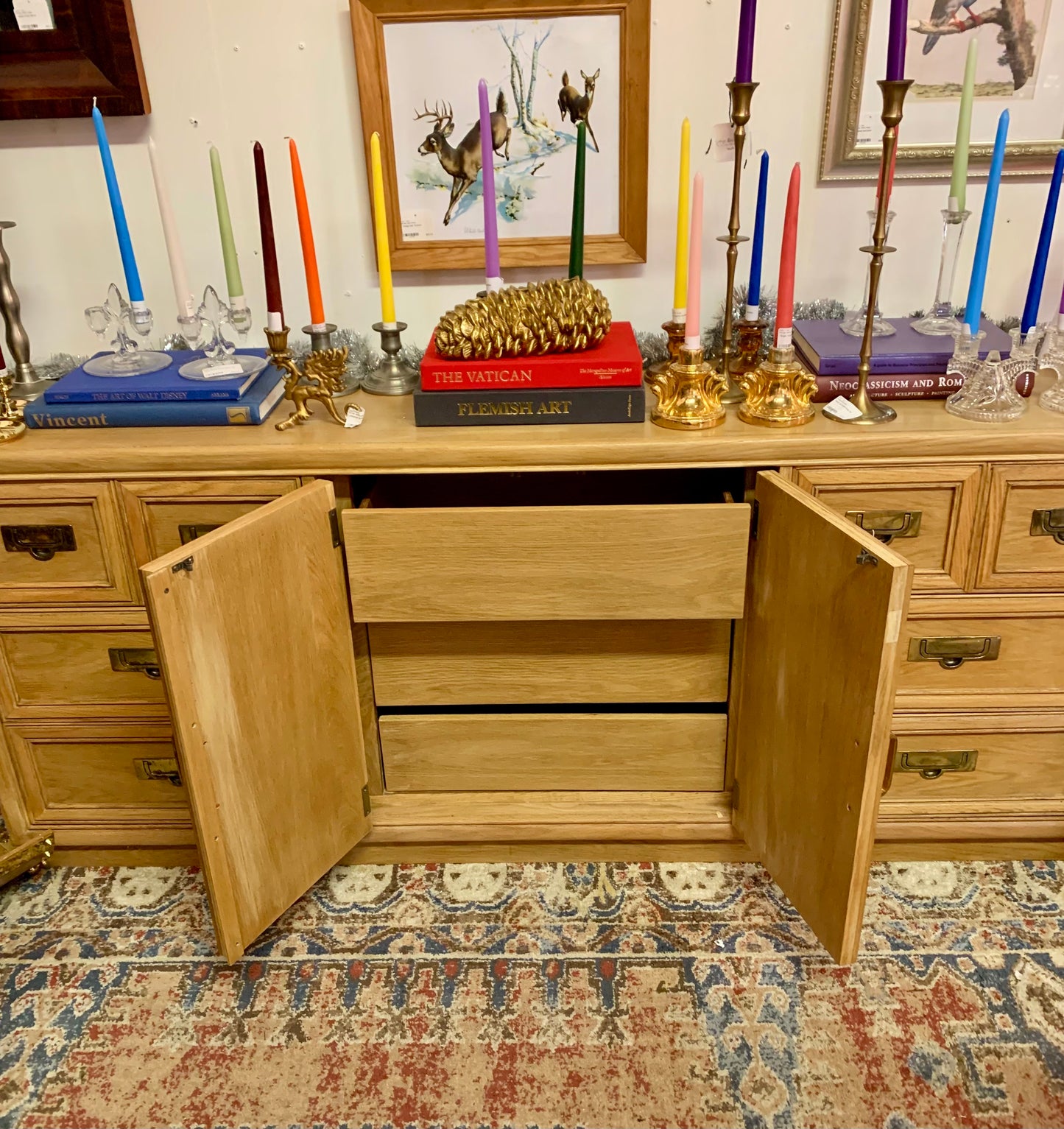 Vintage Long Wood Stanley Dresser