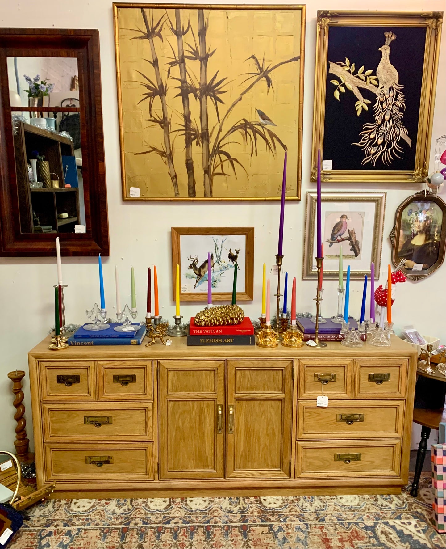 Vintage Long Wood Stanley Dresser