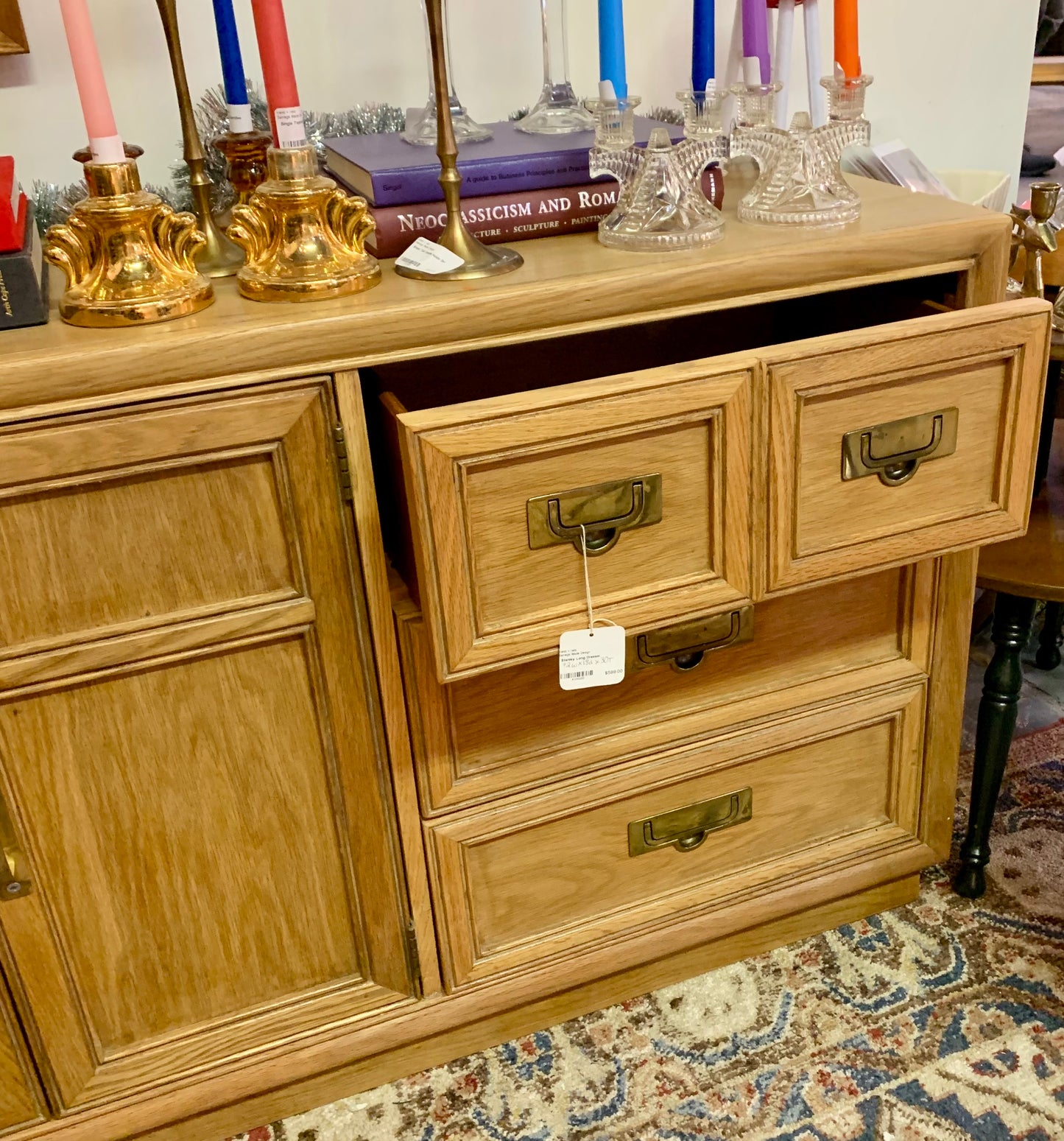 Vintage Long Wood Stanley Dresser