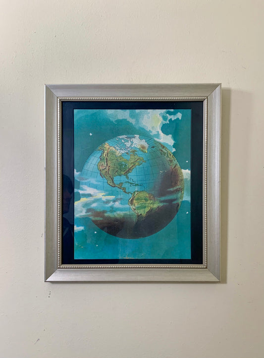 Vintage Framed Globe Artwork