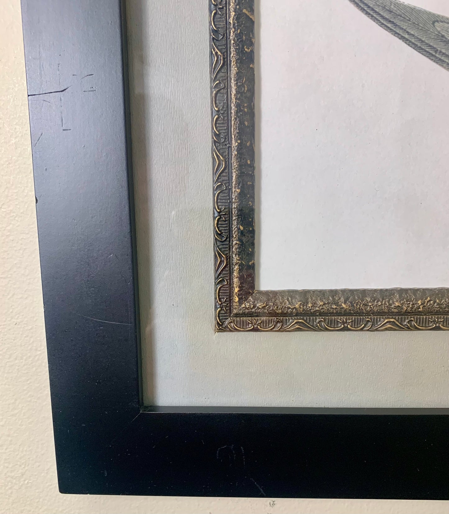 Vintage Framed Black Bird Artwork