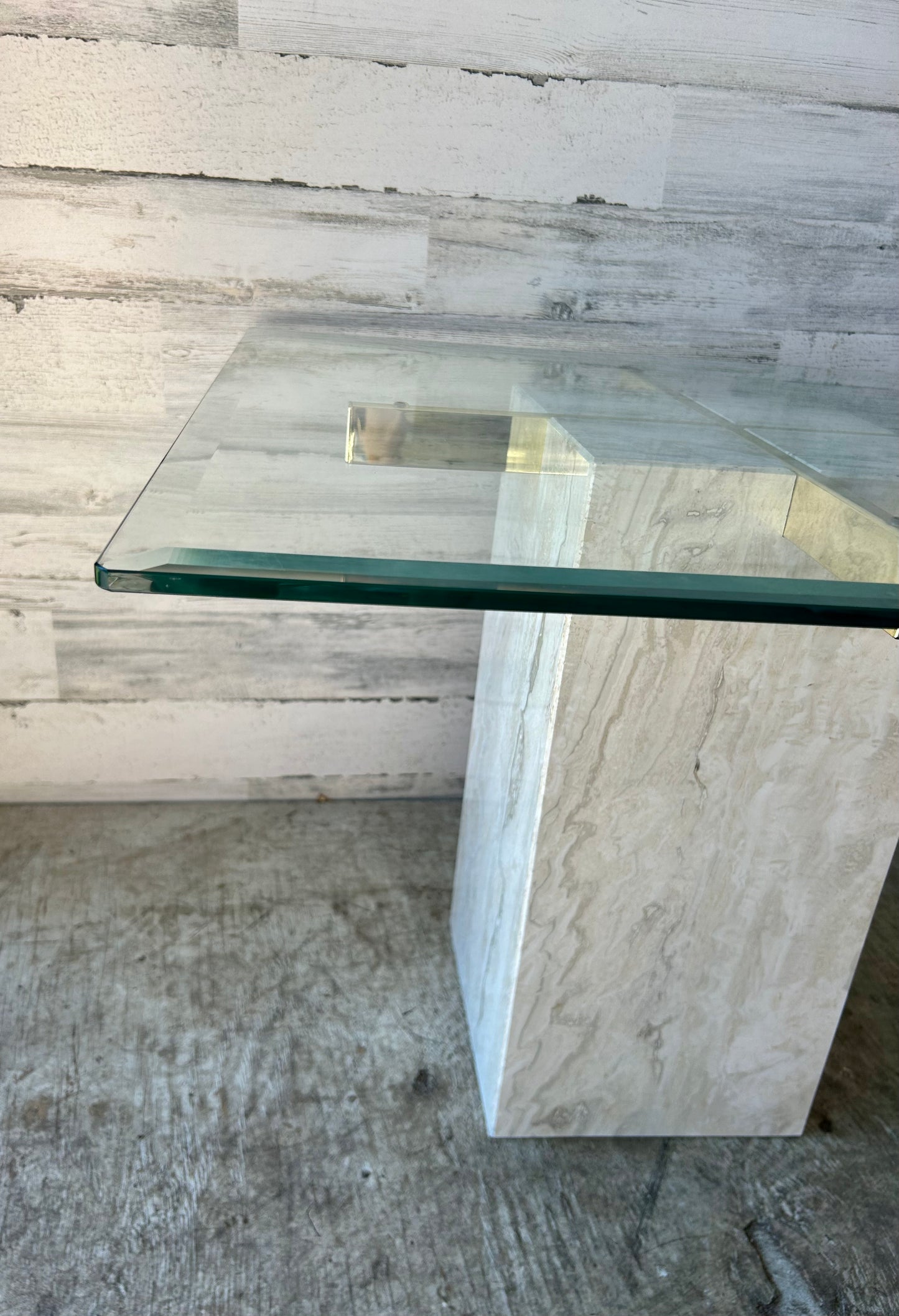 Vintage Marble Glass Top Coffee Table and Side Table