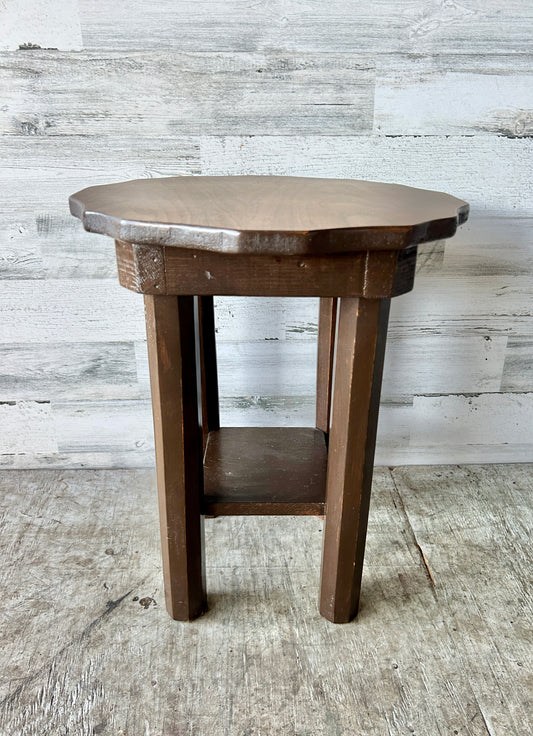 Vintage Wood Scalloped Side Table