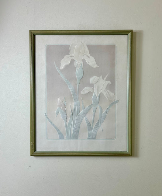 Vintage Cast Paper Floral Artwork