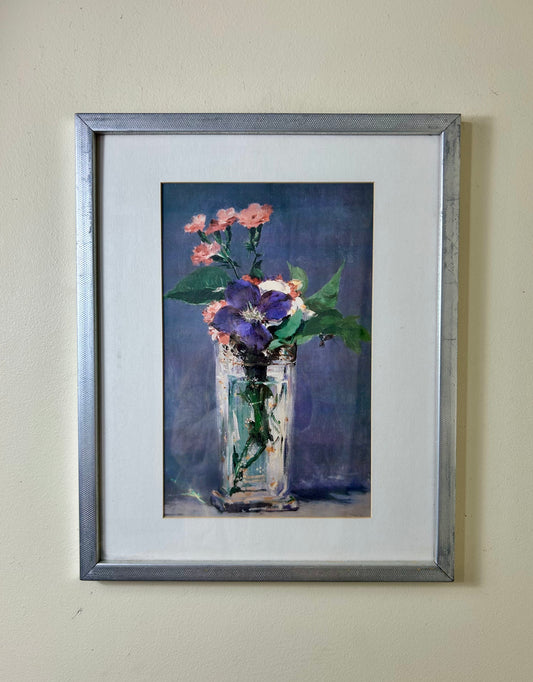 Vintage Framed Flower Print Artwork