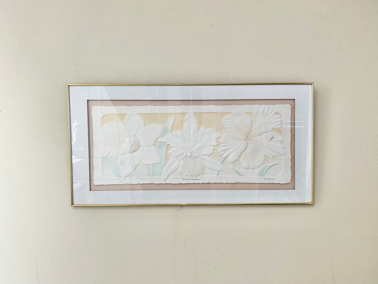 Vintage Framed Paper Floral Artwork