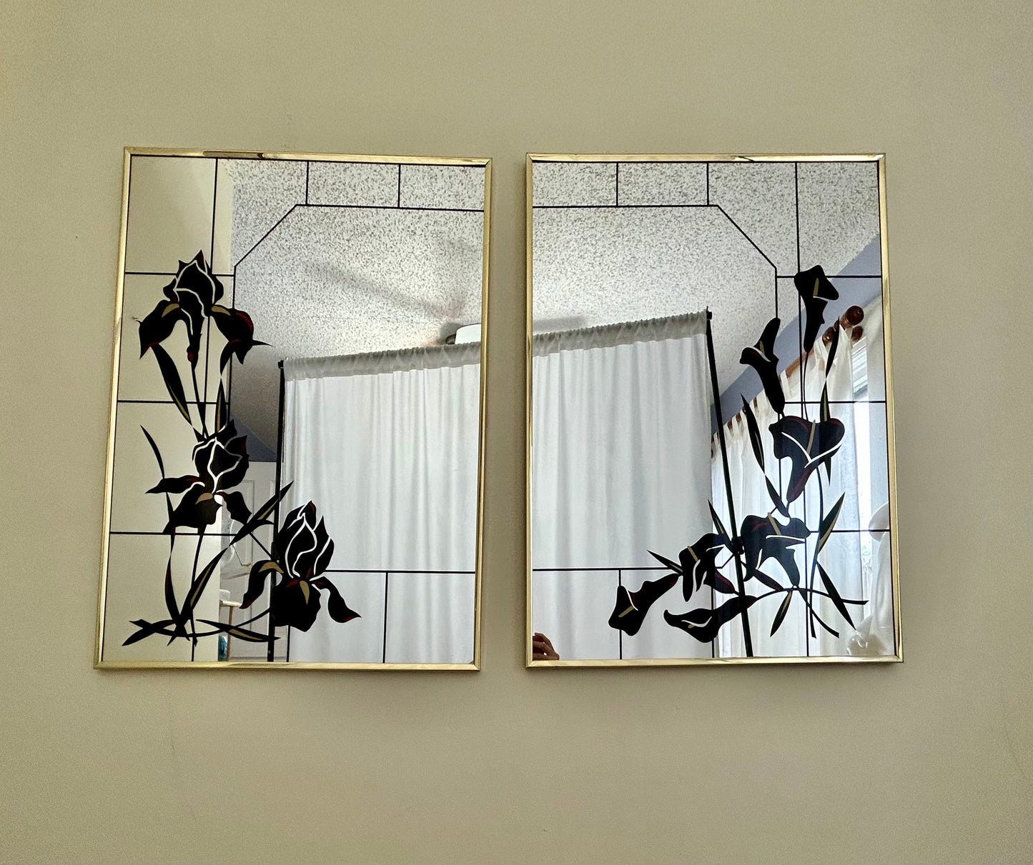 Vintage Set of Floral Mirrors