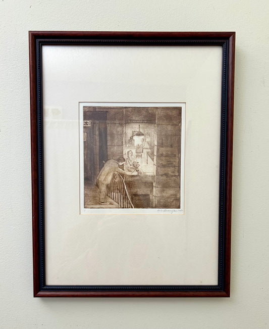 Vintage Etching Framed Artwork