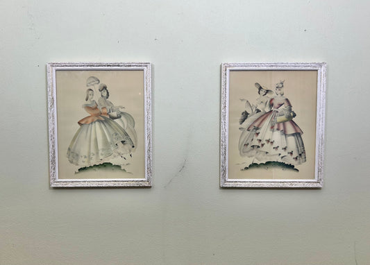 Vintage Framed Victorian Style 1940's Artwork